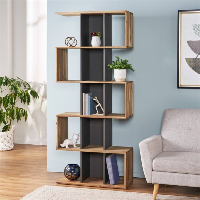 Natural Acacia Wood Bookcase F105