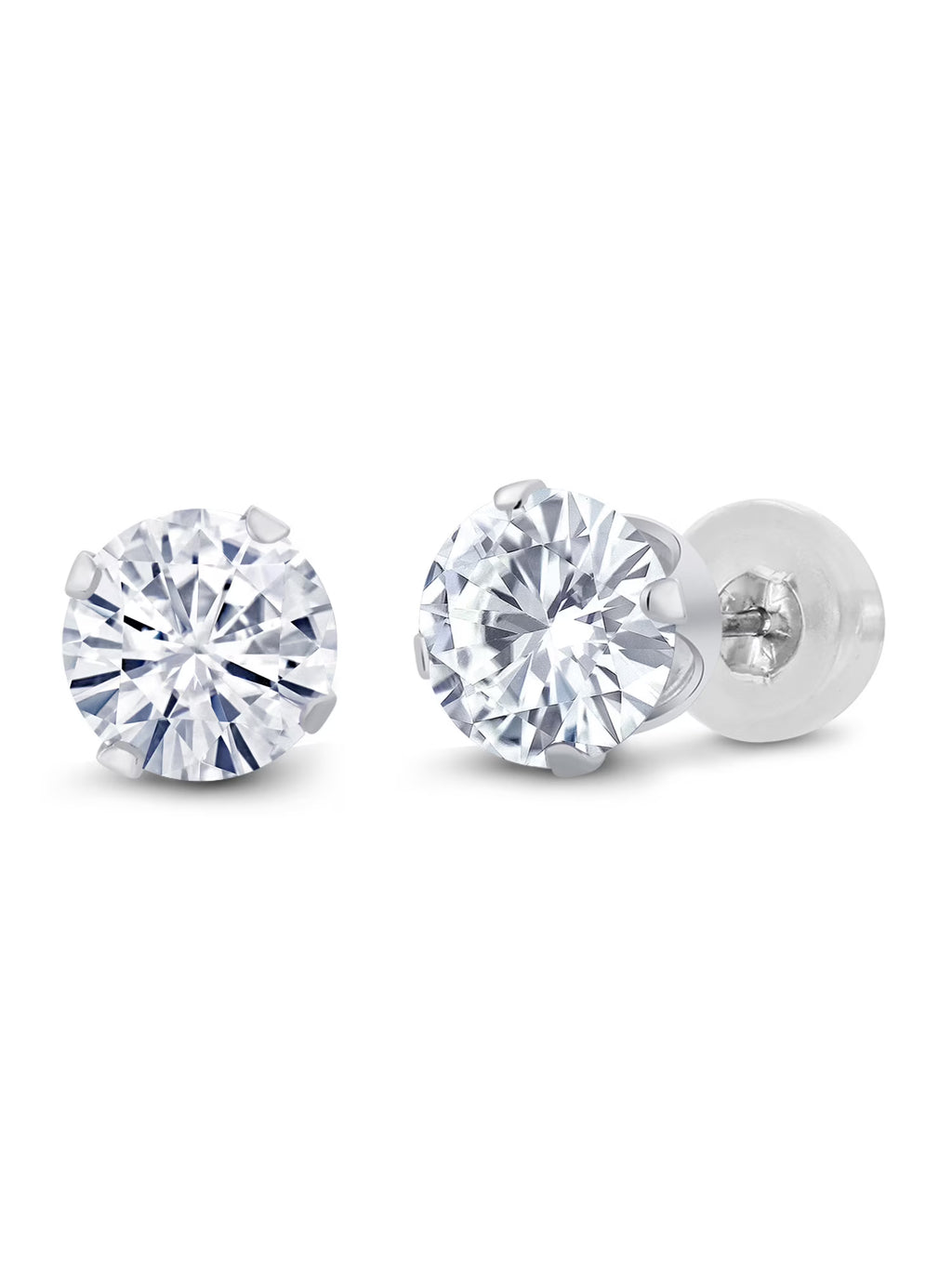 14K White Gold White Moissanite Stud Earrings (2.00 Cttw, Round 6.5MM) E7736