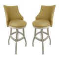 Tan & White Swivel Wood Bar Stool Set of 2 I927643