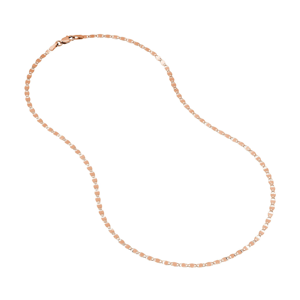 14K Rose Gold 16" Diamond Cut Chain Necklace G398