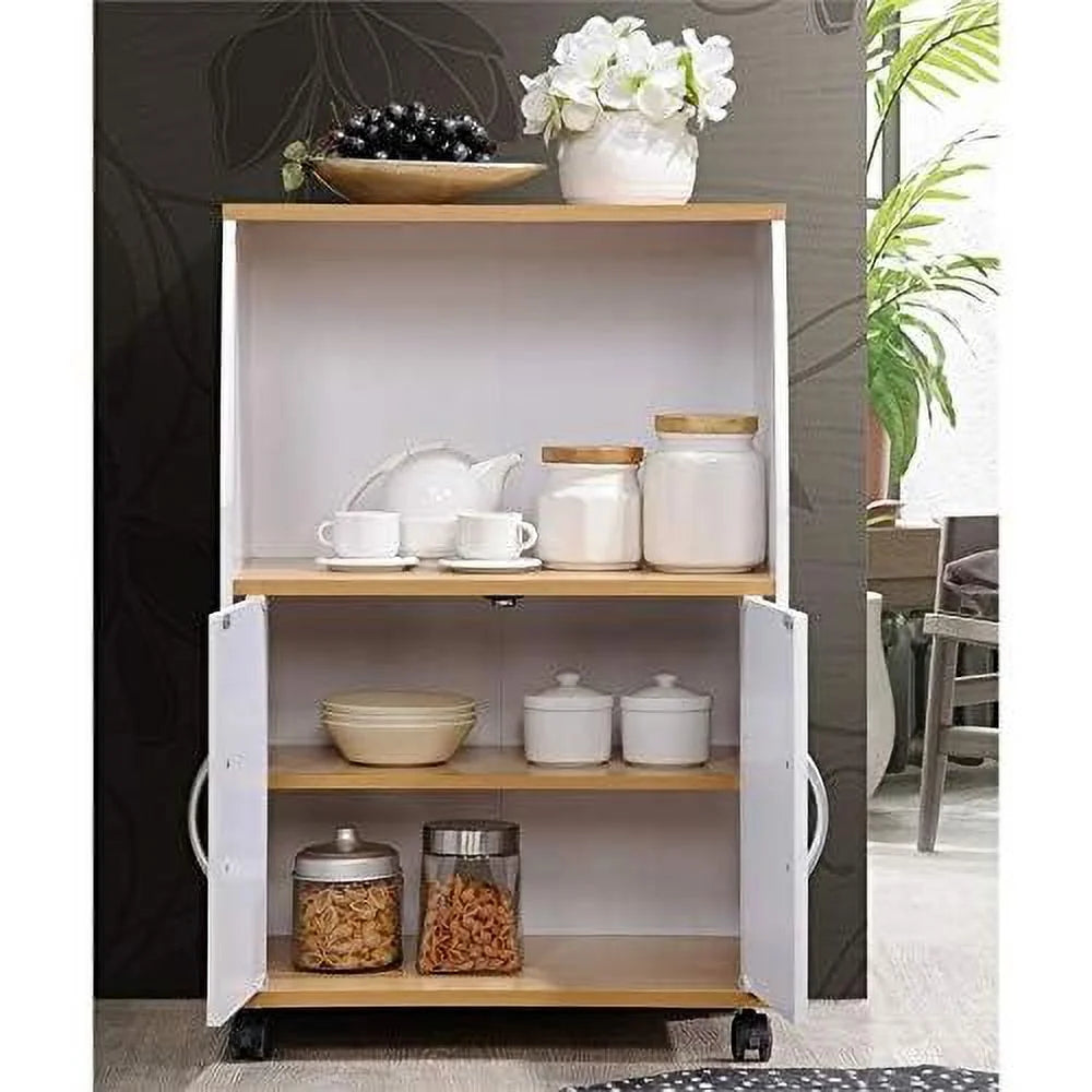 White Microwave Kitchen Cart A74997