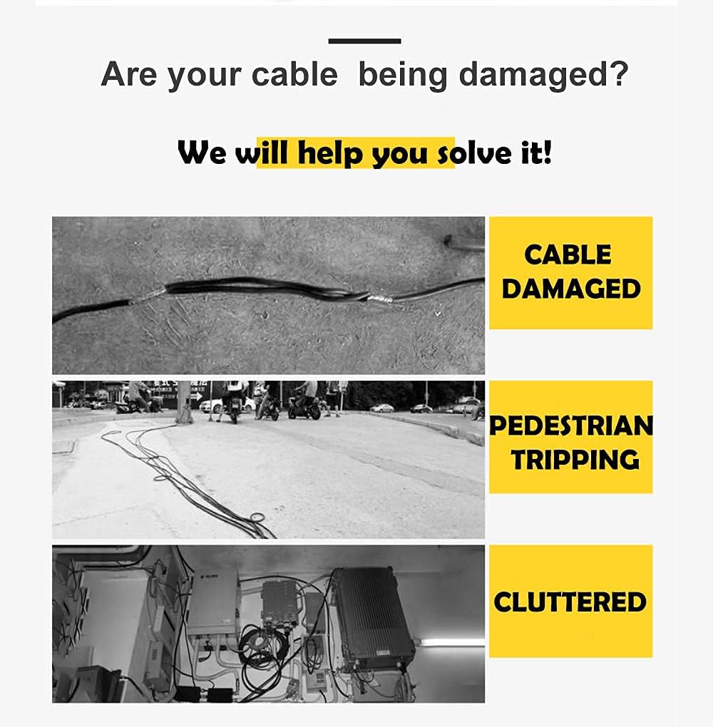 36x20x2” 5 Channel Rubber Cable Protector with Yellow Flip-Open Top Cover Q36915