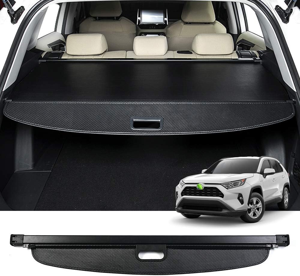 Black Carbon Fiber Texture Retractable Rear Trunk Cover Pack of 2 C218540