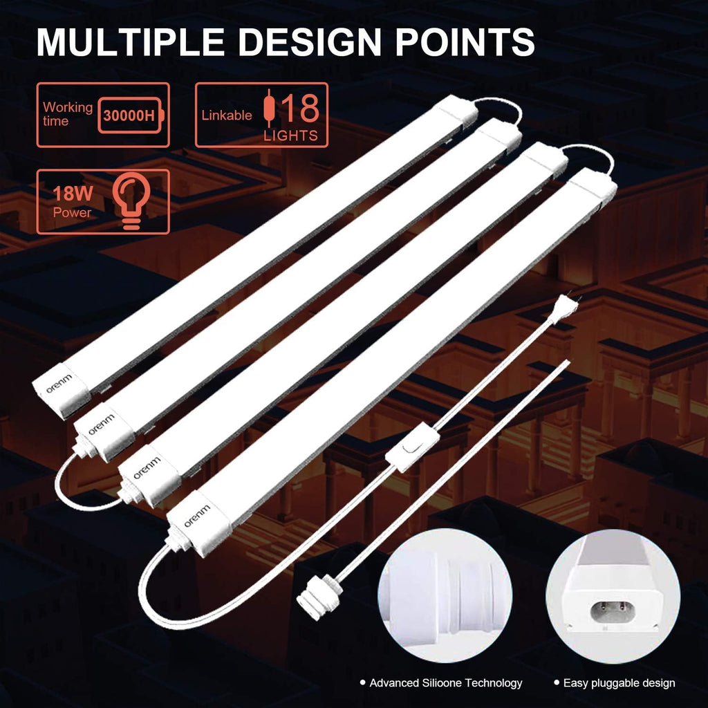 2FT 18W 5000K Waterproof LED Tube Light with Switch Cord A55903