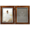 12 Pack 2 Opening Walnut & Silver 5" x 7" Hinged Frame Y204640
