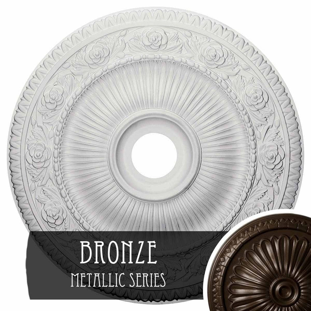 24 1/4x22OD x 3 7/8x22ID x 2x22P Hand-Painted Bronze Ceiling Medallion N83279