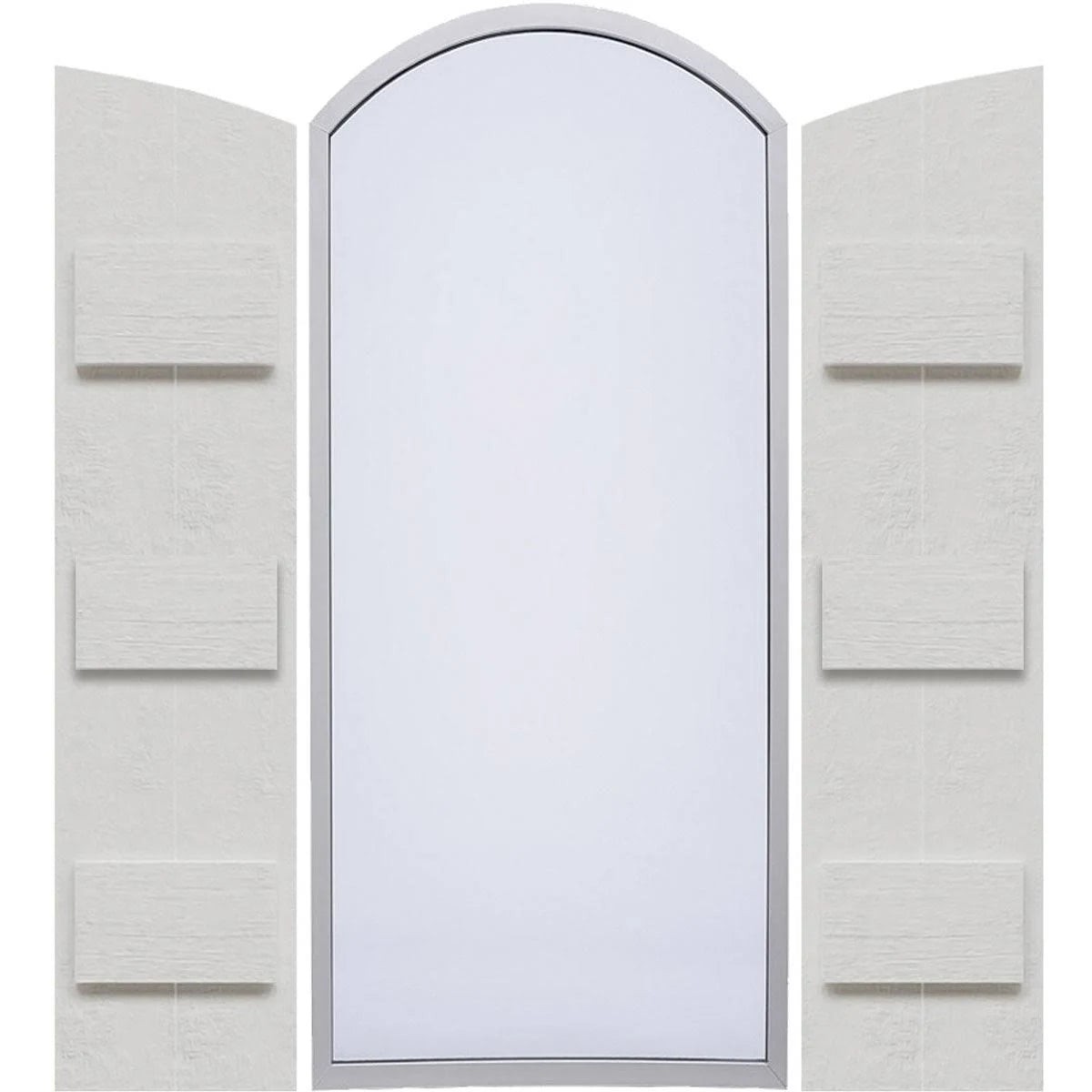 Rustic Faux Wood Shutters with Elliptical Arch Top P377