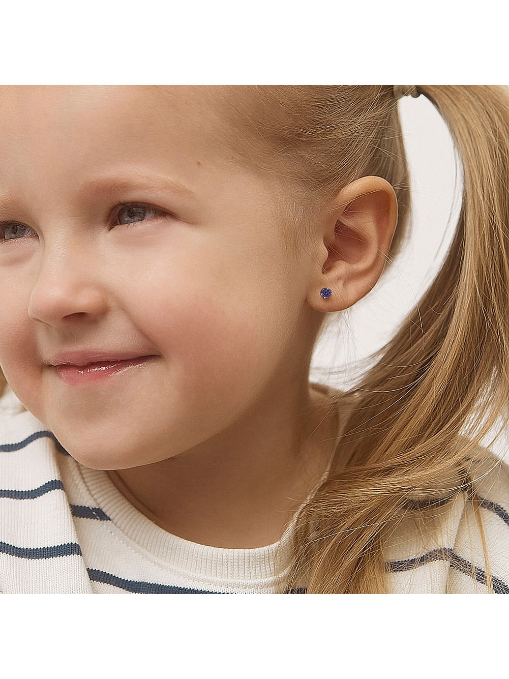 Simulated Amethyst Toddler Earrings Safety Screw Back C822