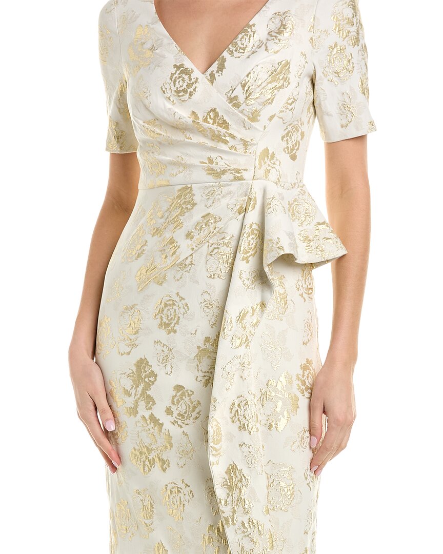 Yellow V-Neck 3/4-Sleeve Gown Y96136