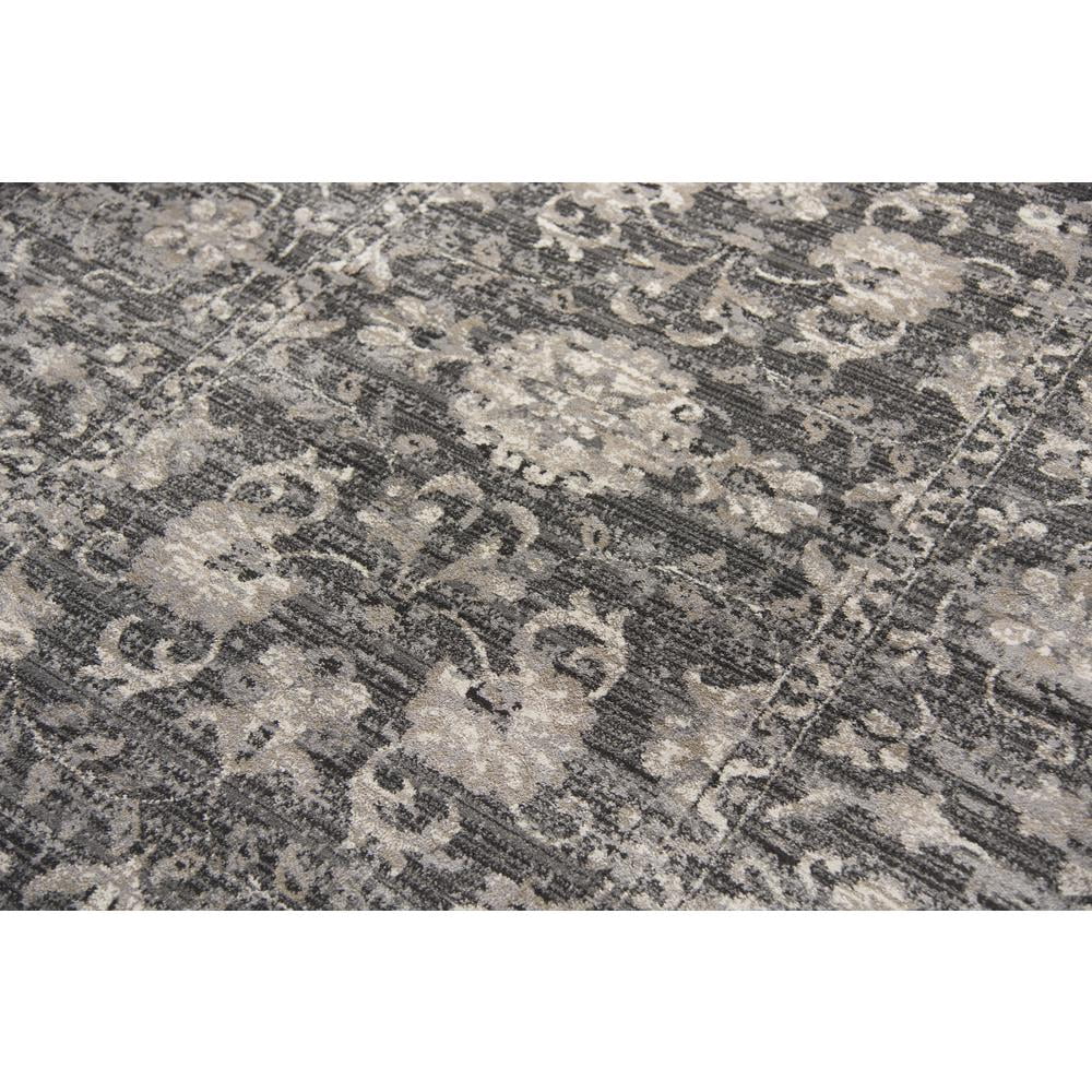 Floral Distress Gray Dk Gray Tan Ivory Black Rug V610