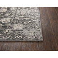 Floral Distress Gray Dk Gray Tan Ivory Black Rug V610