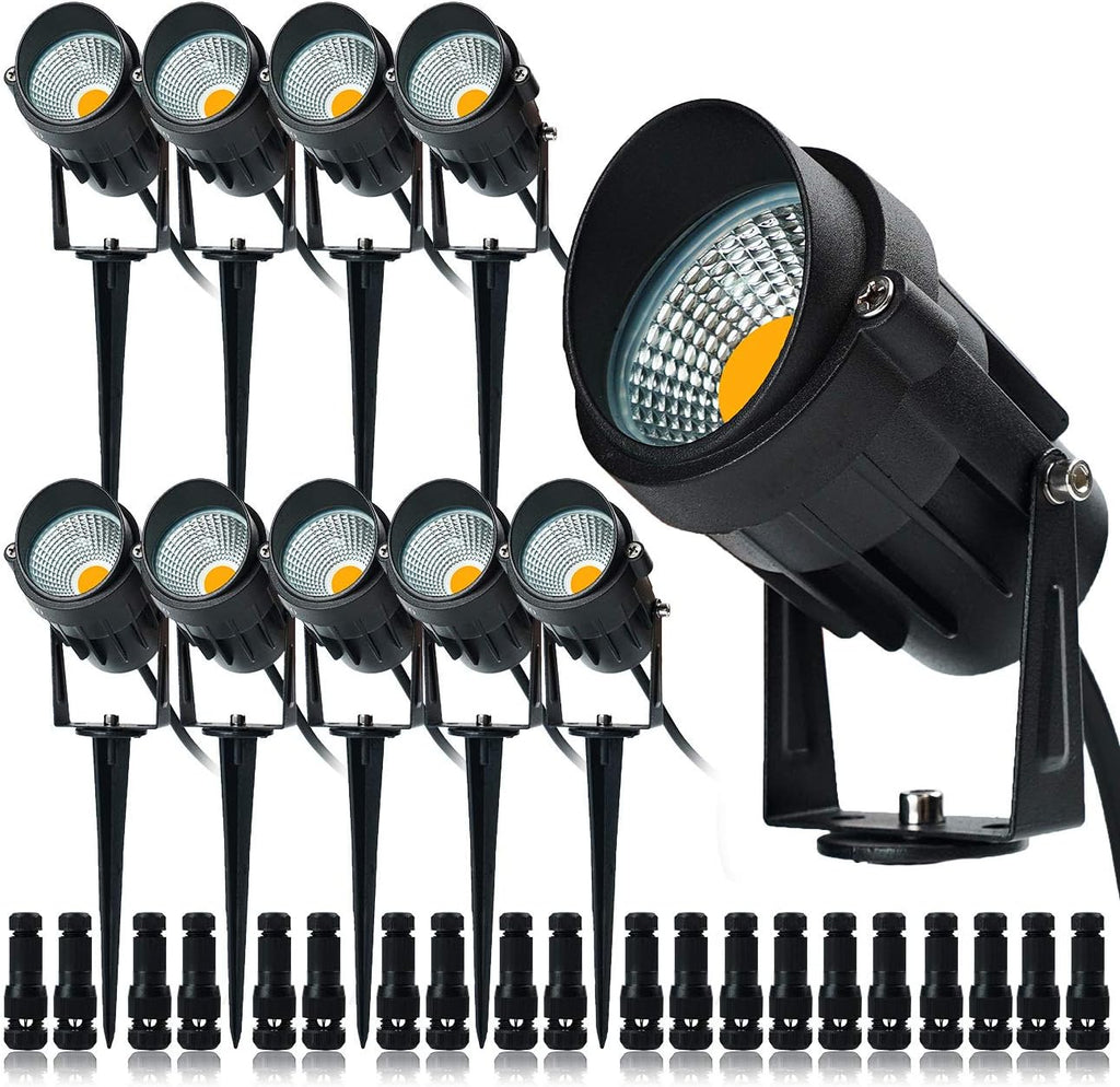 10 Pack 12v 9W LED Landscape Lights, IP65 Waterproof Warm White with Connector U527