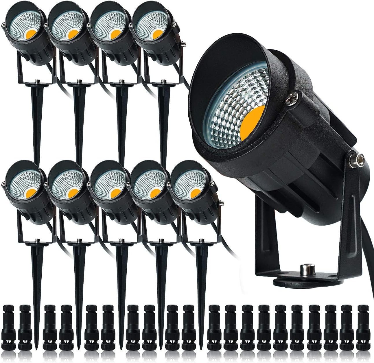 10 Pack 12v 9W LED Landscape Lights, IP65 Waterproof Warm White with Connector U527