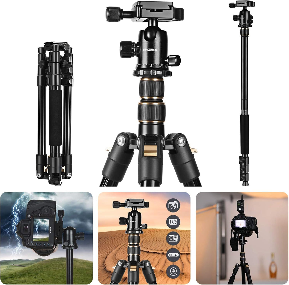 58" Aluminum Travel Tripod with Ball Head M366508