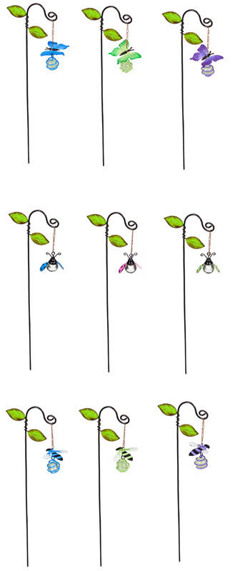 Glass & Iron Glow in The Dark Outdoor Garden Stake - Case of 24 L64025