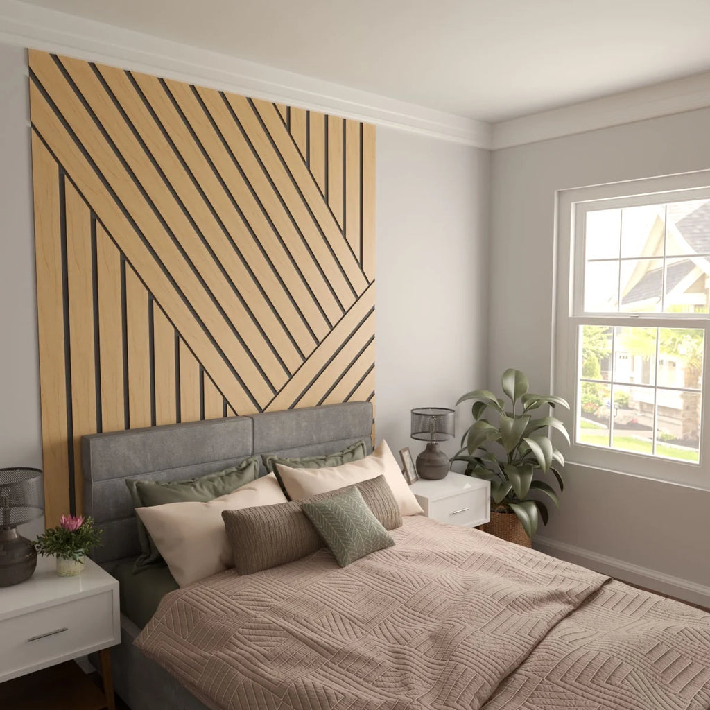 Adjustable Wood Slat Wall Panel Kit, Maple, 11 Slats U960304