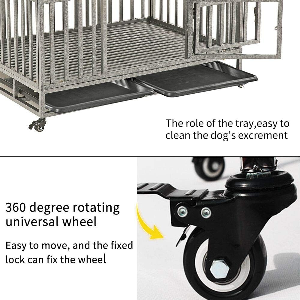 38 Heavy Duty Steel Dog Crate with Two Lock and Four Wheels W505