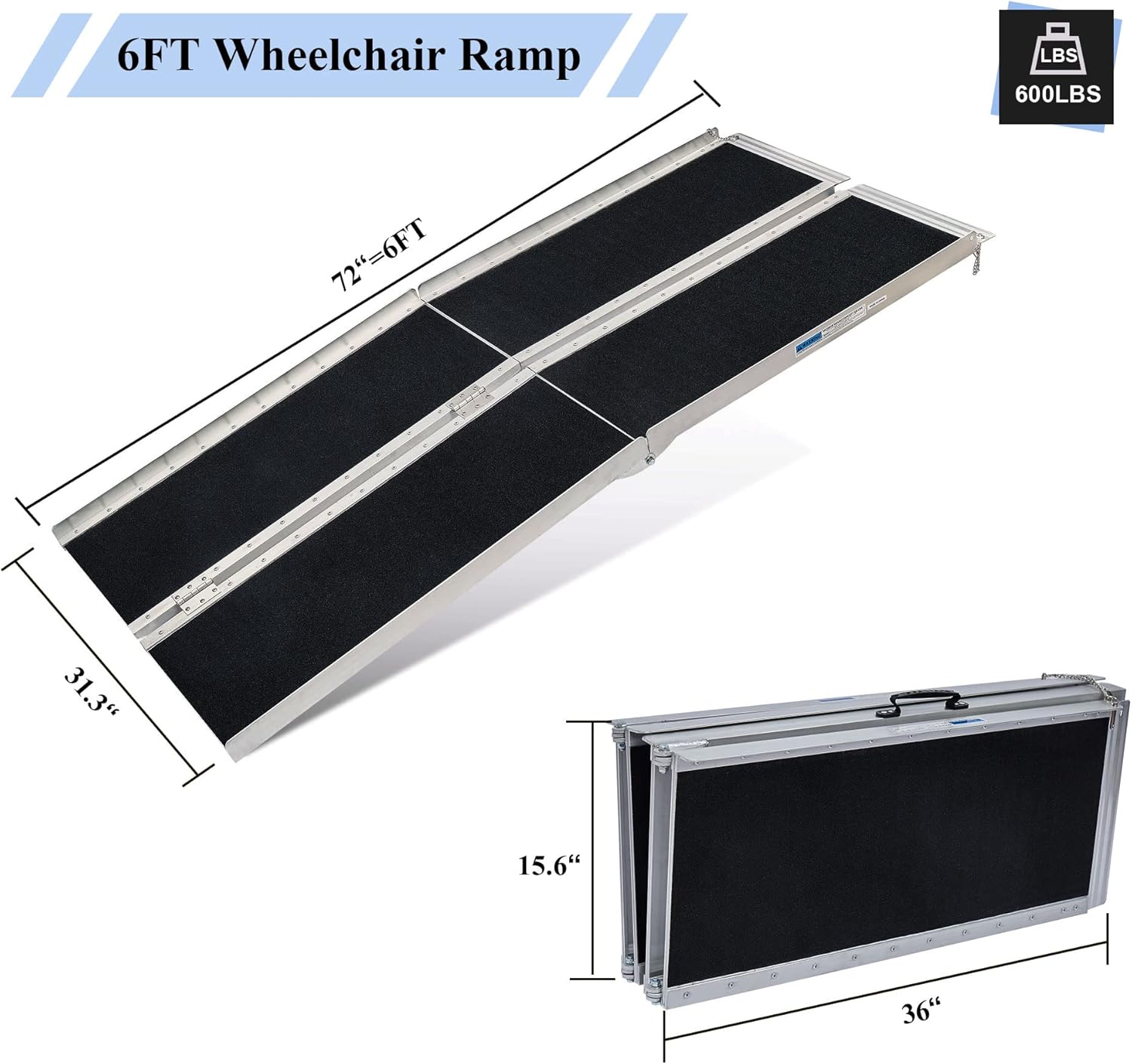 6FT Aluminum Wheelchair Ramp J8405