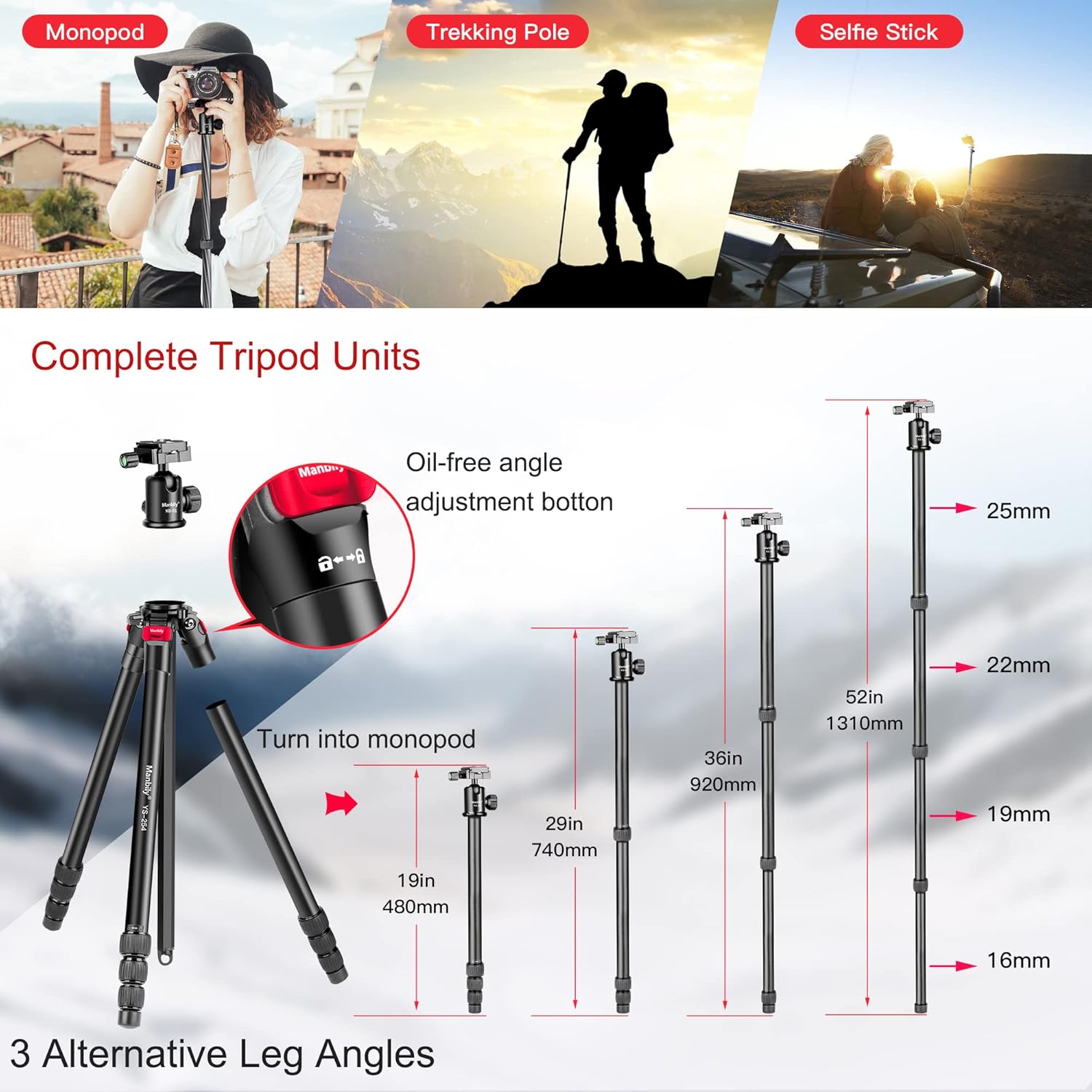 63 Aluminum DSLR Camera Tripod Monopod Kit with Panoramic Ball Head L32940