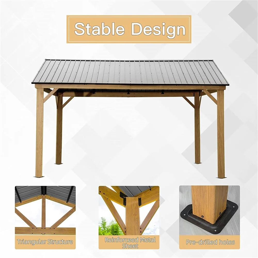 12'x14' Outdoor Aluminum Gazebo with Galvanized Steel Canopy O886