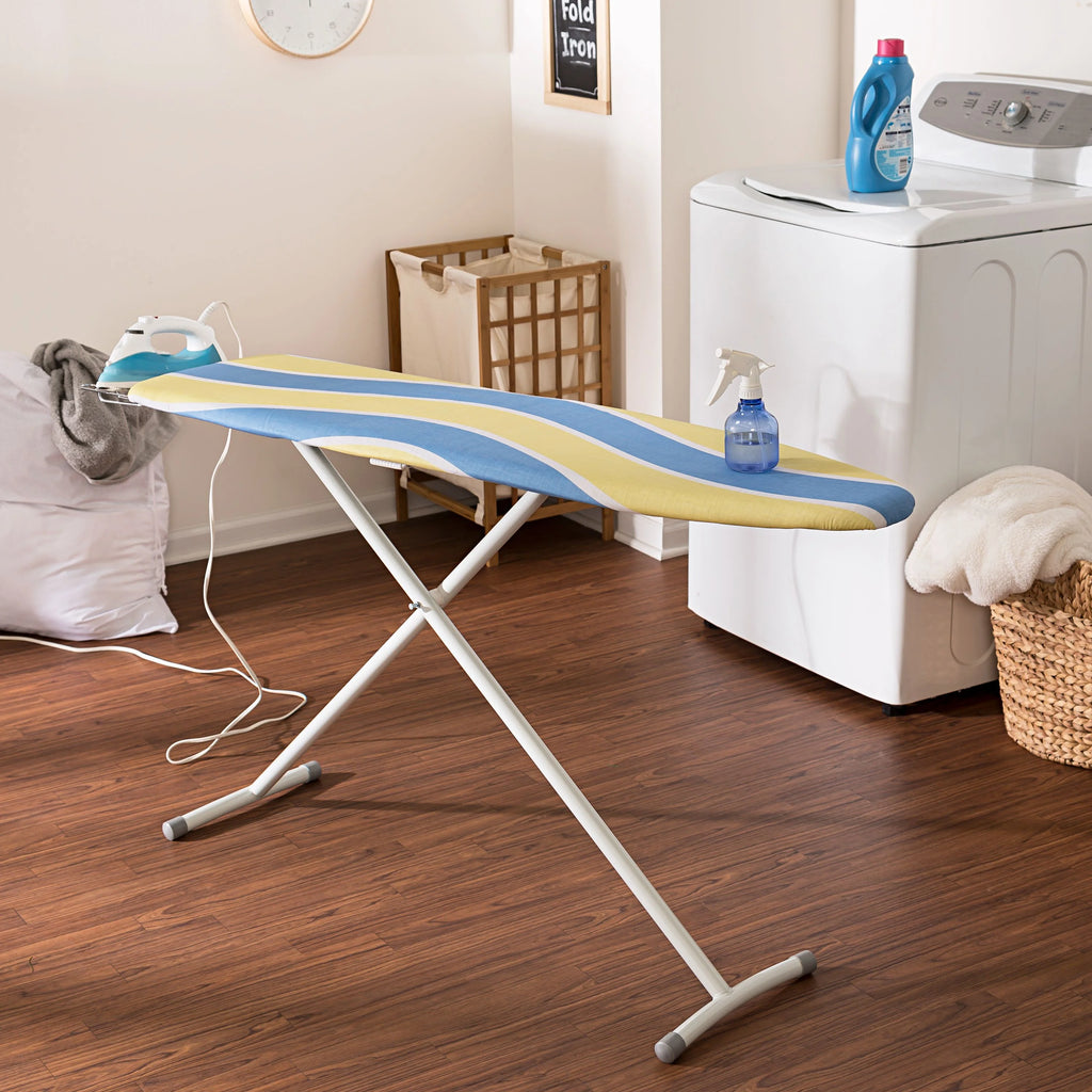 Blue/Yellow Ironing Board with 2-Leg Stand and Iron Rest W407