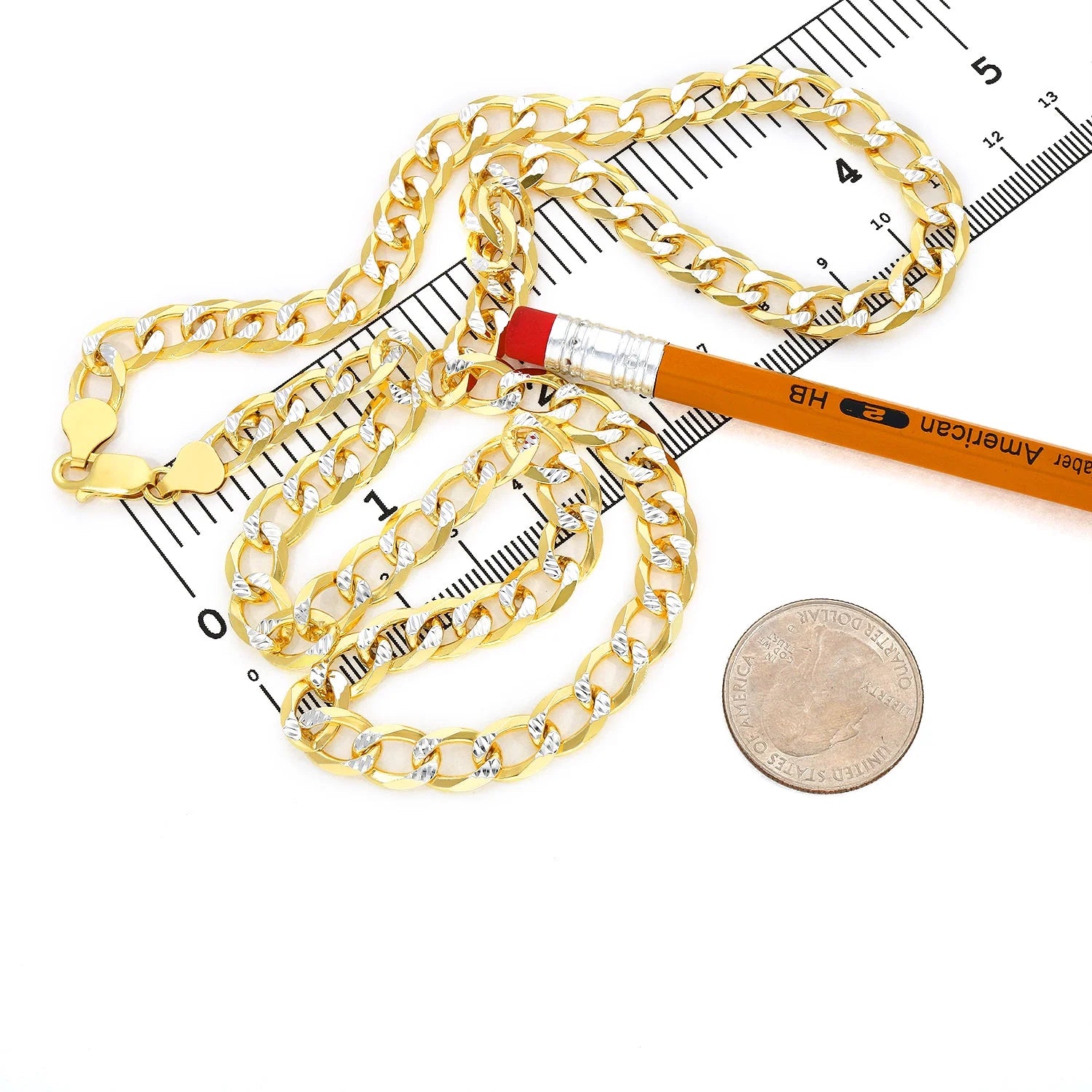 18K Gold Over Silver Diamond-Cut Cuban Chain Necklace 20"-26" H178