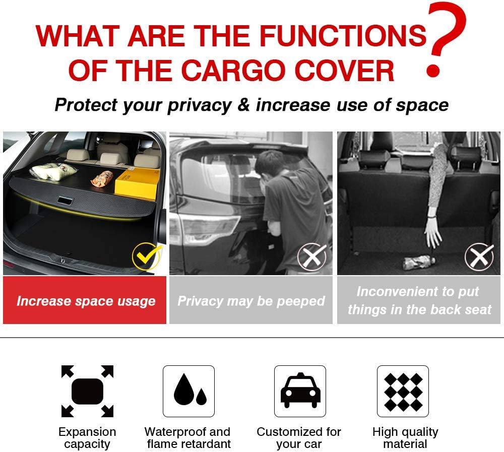 Black Carbon Fiber Texture Retractable Rear Trunk Cover Pack of 2 C218540