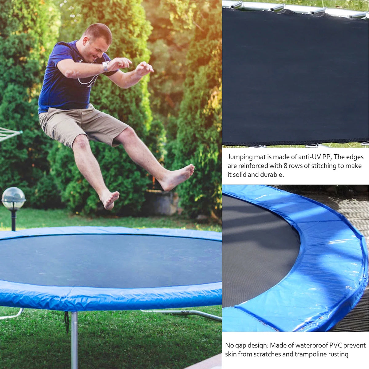 12FT Round Trampoline with Enclosure Net, Ladder, Spring Pad S777495