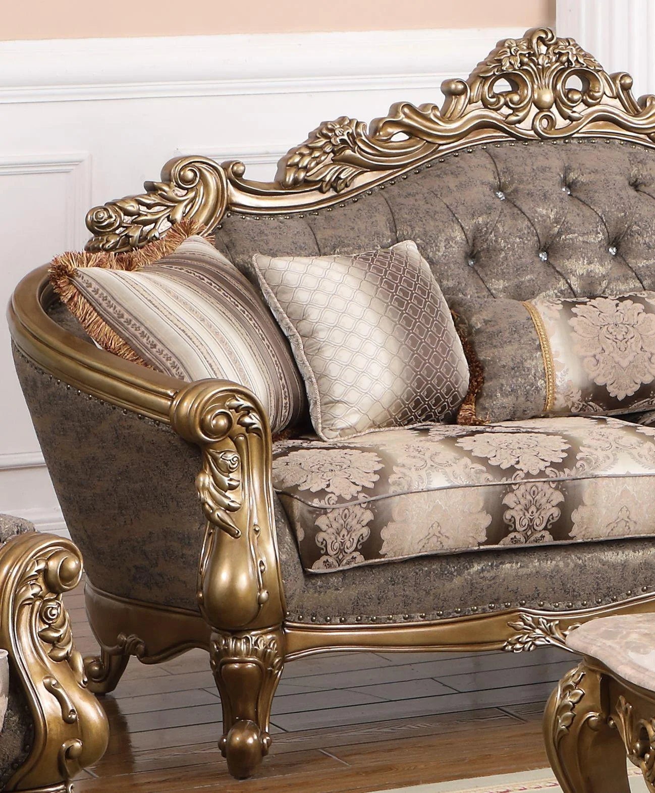 Bronze Shimmery Fabric Sofa Set 2Pcs L6058