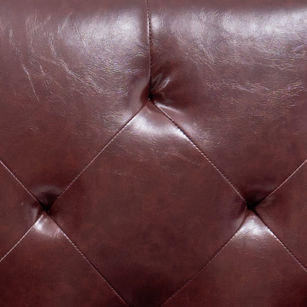 Brown PU Leather Convertible Sofa Bed Loveseat with 2 Pillows G858