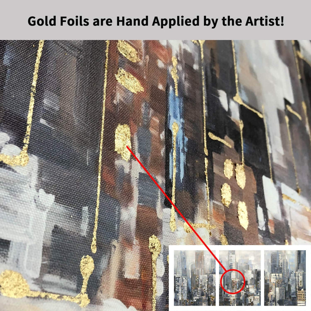 Abstract City Picture Wall Art on Wrapped Canvas, 3 Panels M1116