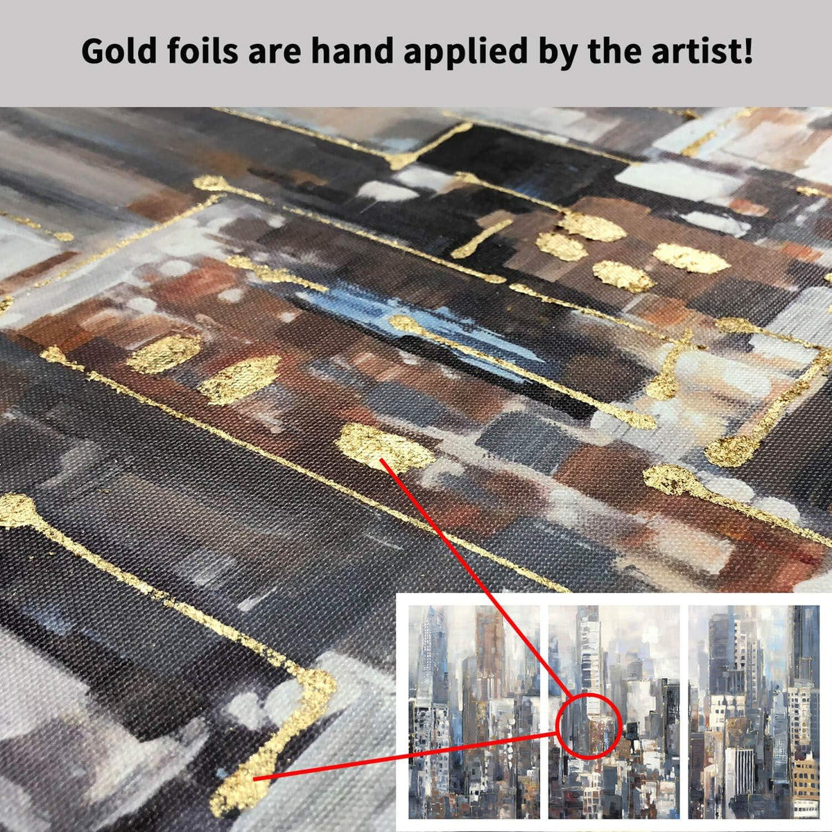 Abstract City Picture Wall Art on Wrapped Canvas, 3 Panels M1116