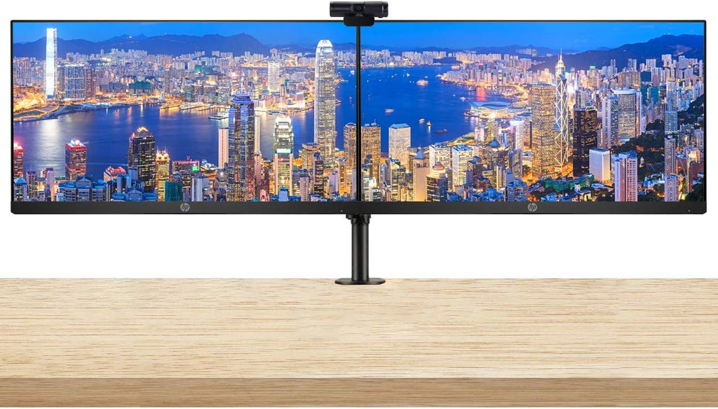 27 Inch FHD IPS LED Backlit LCD Anti-Glare Monitor 2-Pack Bundle with Full HD 1080p Webcam and Dual Monitor Stand X498