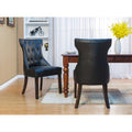 Black Button Tufted PU Leather Dining Side Chair Set of 2 P863