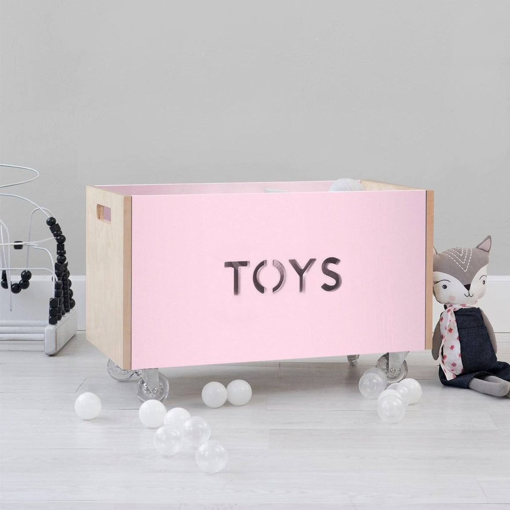 Walnut Pink Toy Box Chest on Casters G880969