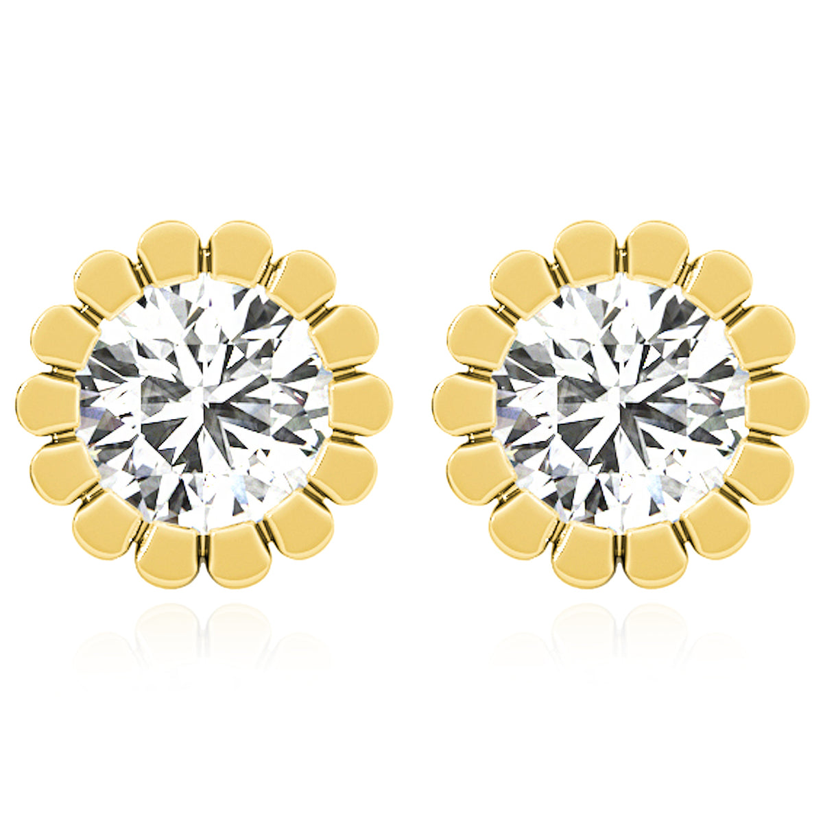 14K Gold Flower Stud Earrings L794
