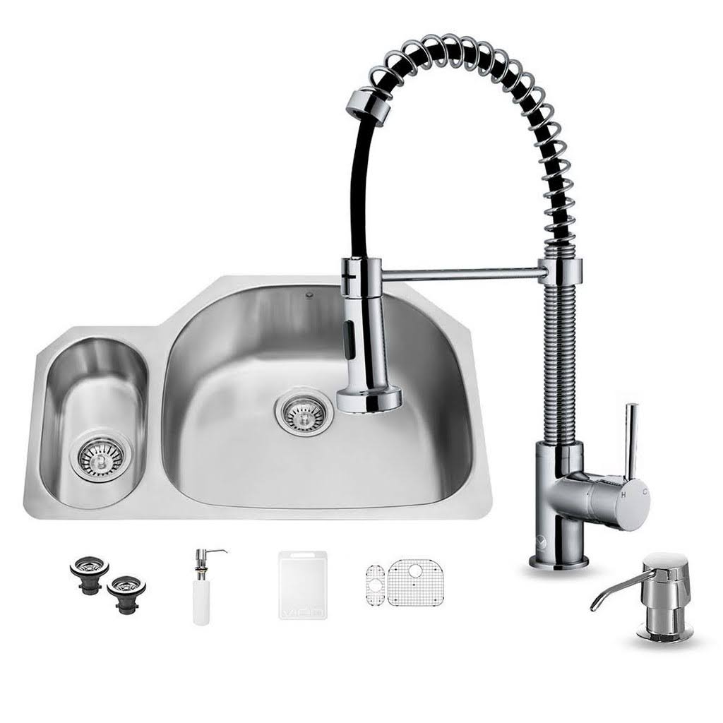 32x22 Undermount Stainless Steel Kitchen Sink and Chrome Faucet Set N31963