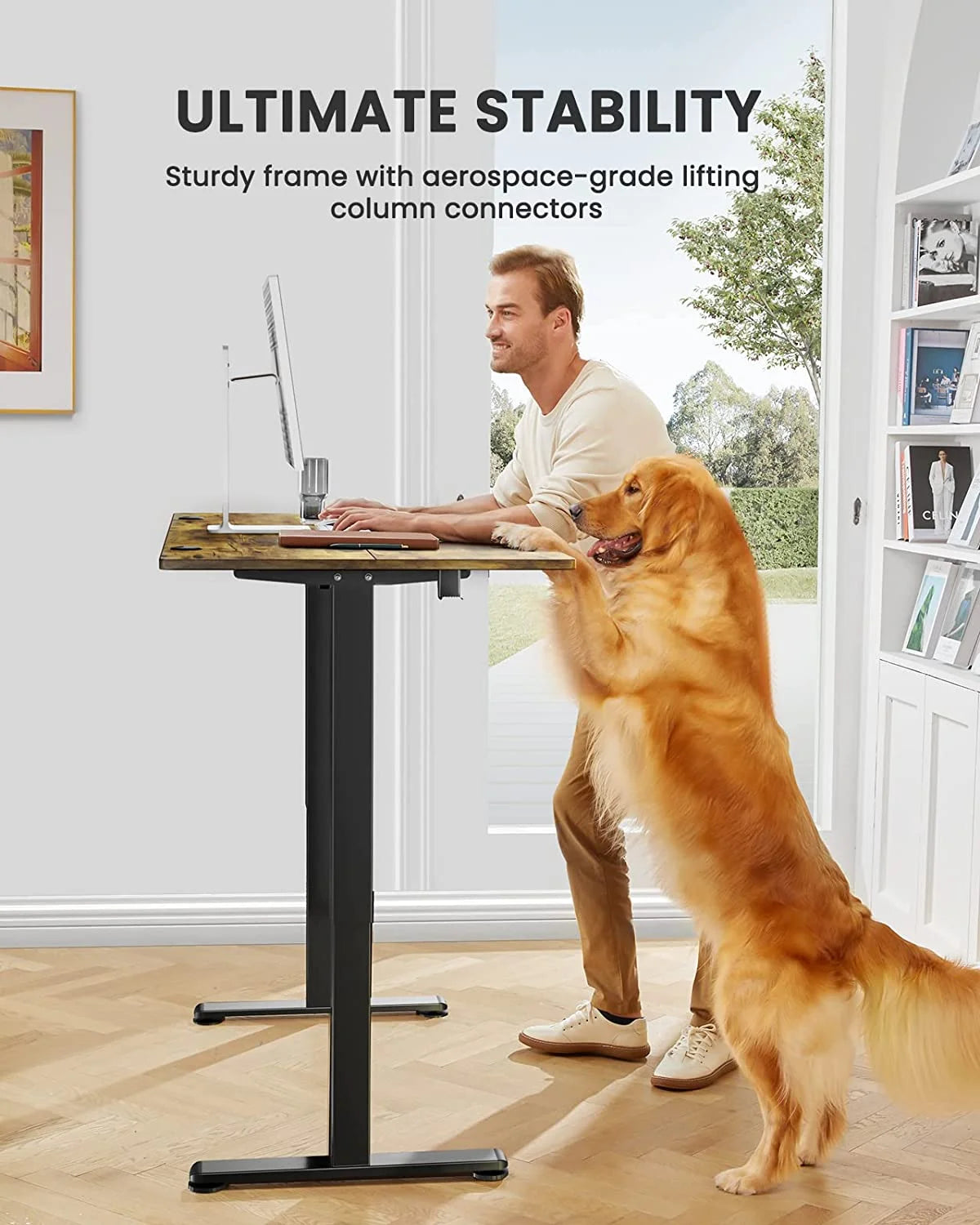 Vintage Brown Electric Standing Desk D238