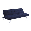 Tufted Blue Linen Like Fabric Sofa Bed Futon with Chrome Legs U193437