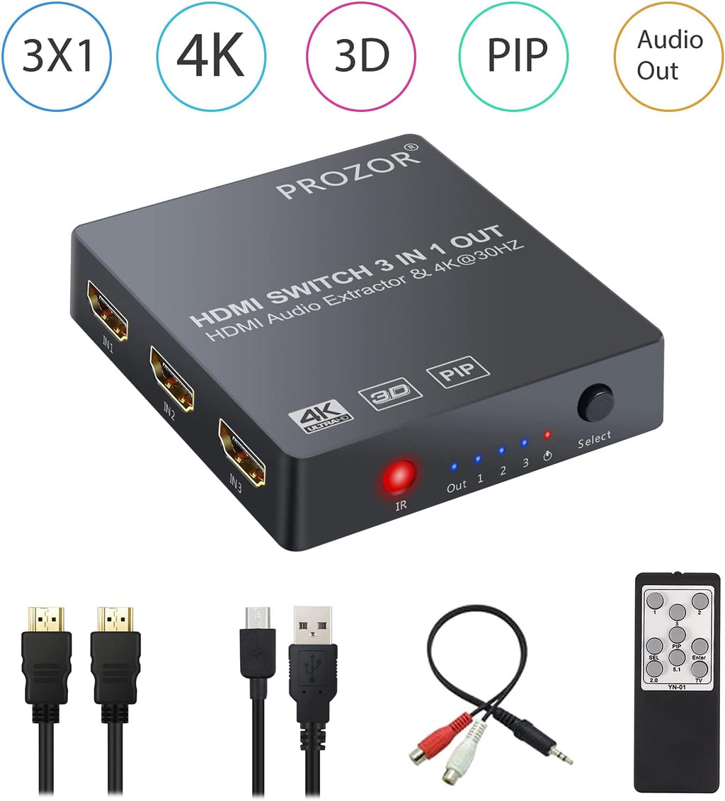3 Port 4K HDMI Switch with Audio Extractor U378325