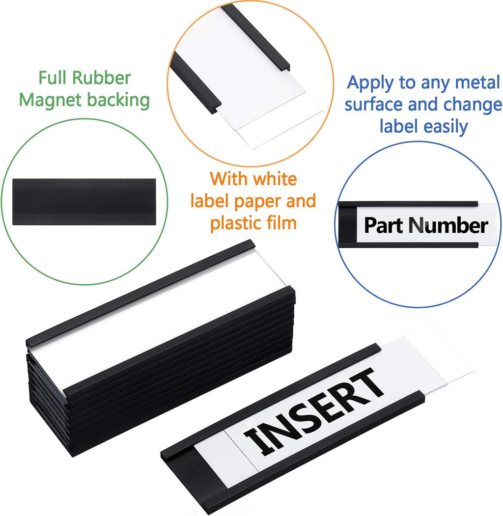 Magnetic Data Card Holders with Magnets and Cards, 1 x 3 Inches, 60 Pieces H679269