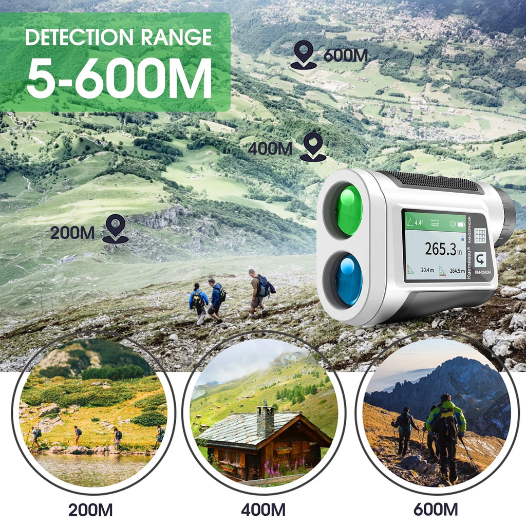 6X Magnification Rangefinder with LCD Touch Screen, USB Rechargeable, 600M Range, Black G889