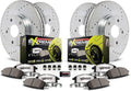 Front and Rear Carbon Fiber Brake Pads with Drilled & Slotted Brake Rotors Kit U65288