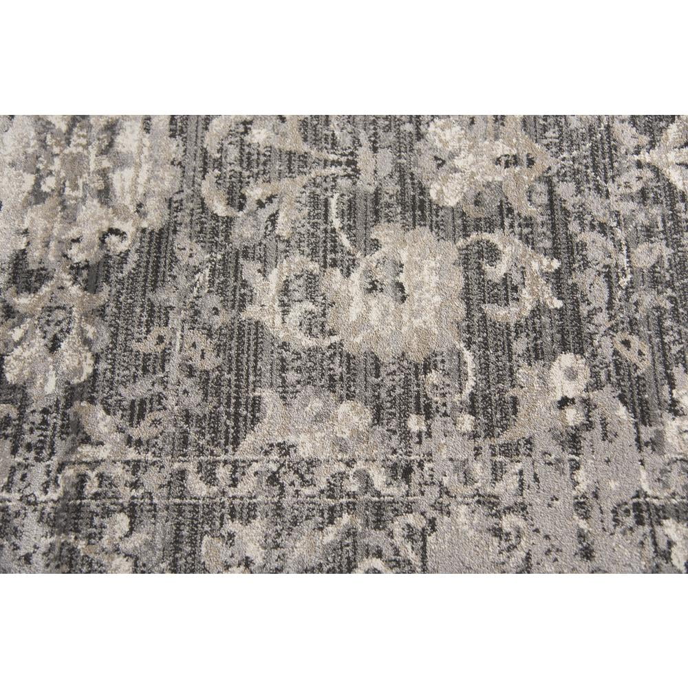 Floral Distress Gray Dk Gray Tan Ivory Black Rug V610