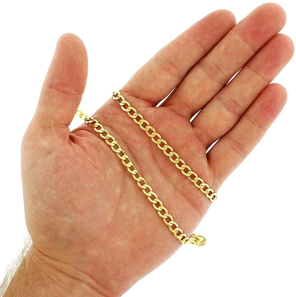 10K Yellow Gold 5.5mm Hollow Cuban Chain Necklace M43002