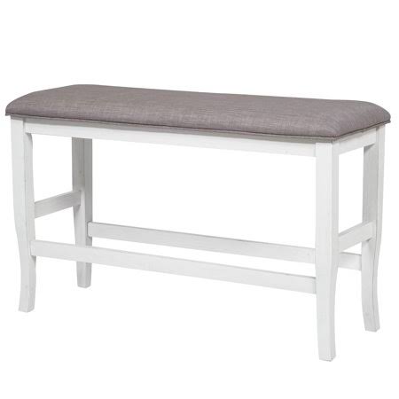 White Fabric Padded Counter Height Bench Z349008