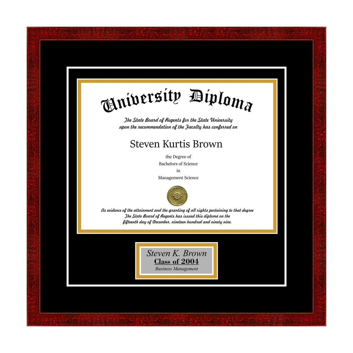 Black 3/4x22 Single Diploma Frame with Double Matting T9101