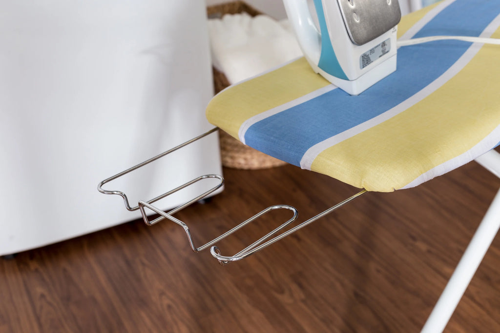 Blue/Yellow Ironing Board with 2-Leg Stand and Iron Rest W407