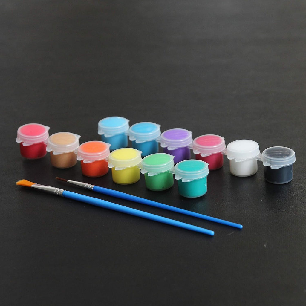 24 Pack Acrylic Paint Sets, 12 Colors with 2 Brushes C760805