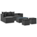 4 Piece Poly Rattan Black Outdoor Sectional Sofa Set with Cushions and Coffee Table Q9963